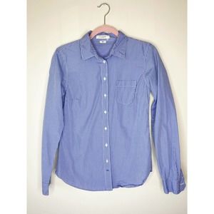 EEUC Women's B.D. Baggies Blue Checkered Button Down Top Size Medium